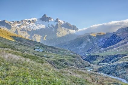 Blick vom Ville de Glaciers. Auf der 3. Etappe der Tour du Mont Blanc