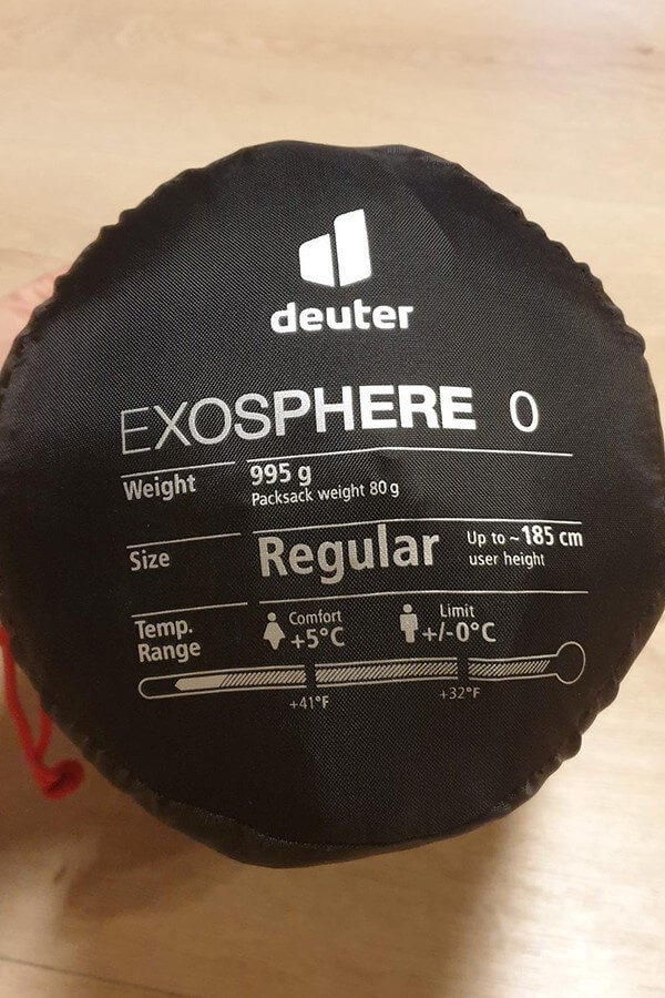 Deuter Exosphere 0° Regular mit Herstellerangaben