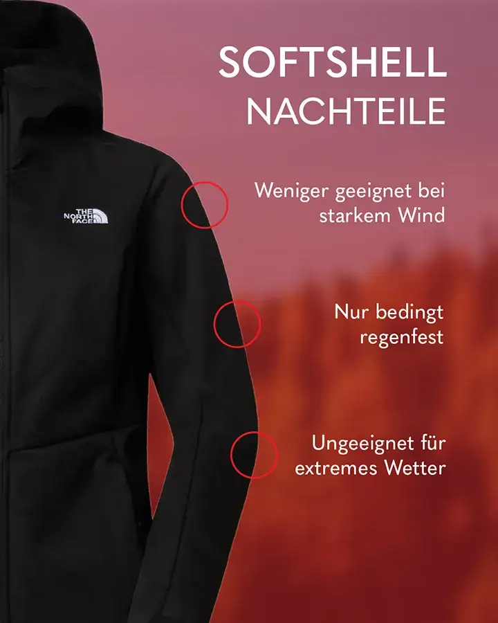 Doorout Blog Softshell vs Hardshell 03 Nachteile Softshell
